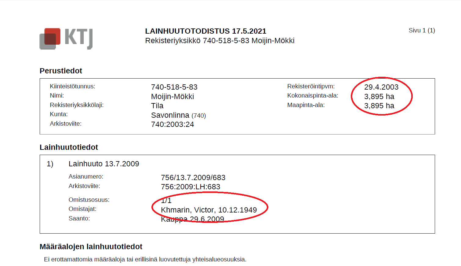 Выписка из финского реестра