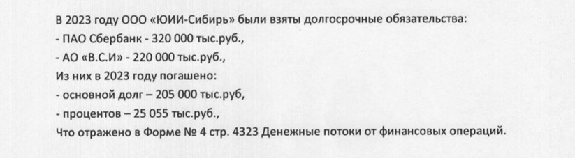 Скриншот из пояснений к бухгалтерской отчетности компании