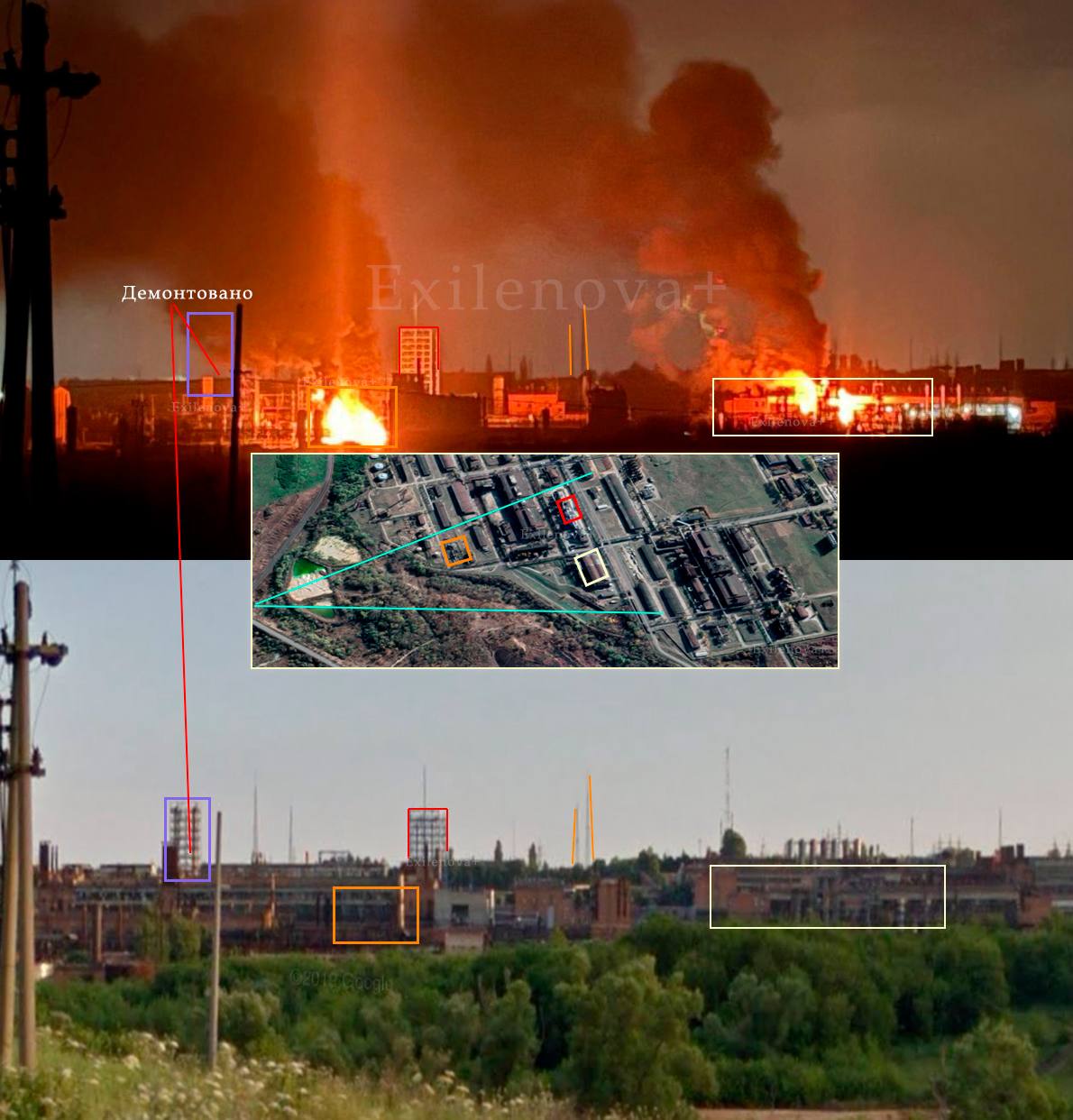 Геолокация пораженных объектов на Ефремовском заводе синтетического каучука